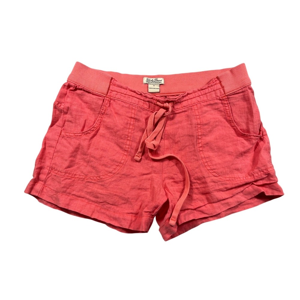 Lucky Brand 100% Linen Coral Pull On Drawstring Shorts Small